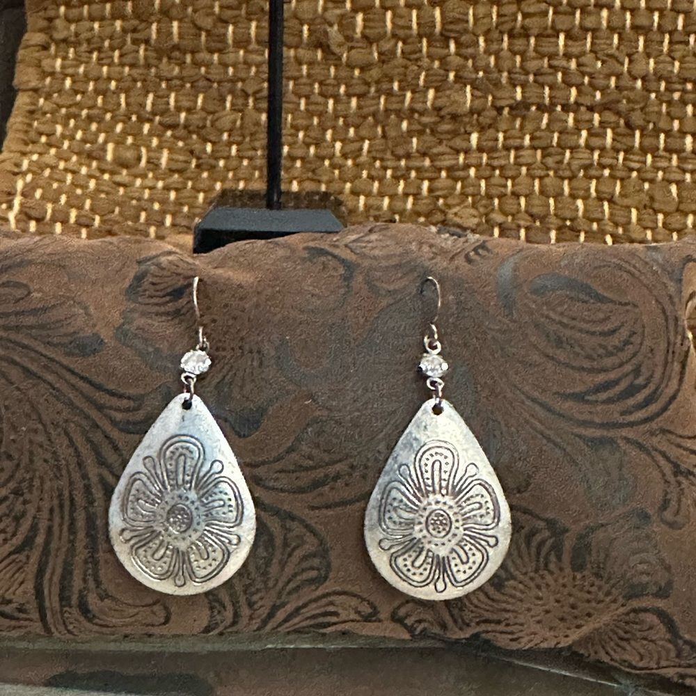 Artisan Silver Floral Drop Earrings